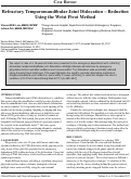 Cover page: Refractory Temporomandibular Joint Dislocation – Reduction Using the Wrist Pivot Method