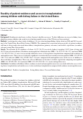 Cover page: Rurality of patient residence and access to transplantation among children with kidney failure in the United States.