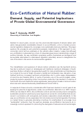 Cover page: Eco-Certification of Natural Rubber: Demand, Supply, and Potential Implications of Private Global Environmental Governance