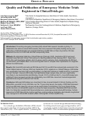 Cover page: Quality and Publication of Emergency Medicine Trials Registered in ClinicalTrials.gov