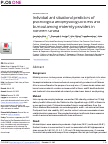 Cover page: Individual and situational predictors of psychological and physiological stress and burnout among maternity providers in Northern Ghana