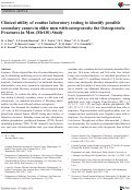 Cover page: Clinical utility of routine laboratory testing to identify possible secondary causes in older men with osteoporosis: the Osteoporotic Fractures in Men (MrOS) Study.