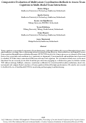 Cover page: Comparative Evaluation of Multivariate Coordination Methods to Assess Team Cognition in Multi-Modal Team Interactions.