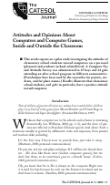 Cover page: Attitudes and Opinions About Computers and Computer Games, Inside and Outside the Classroom