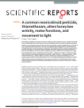 Cover page: A common neonicotinoid pesticide, thiamethoxam, alters honey bee activity, motor functions, and movement to light