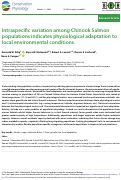 Cover page: Intraspecific variation among Chinook Salmon populations indicates physiological adaptation to local environmental conditions.