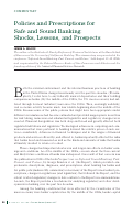 Cover page: Policies and Prescriptions for Safe and Sound Banking: Shocks, Lessons, and Prospects