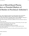 Cover page: Evaluation of Blood-Based Plasma Biomarkers as Potential Markers of Amyloid Burden in Preclinical Alzheimer’s Disease