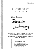 Cover page: A STUDY OF THE METABOLIC FATE OF THE RADIATION-PROTECTIVE COMPOUND, S, 2-AMINO-ETHYLISOTHIURONIUM BROMIDE (AET) IN THE RAT