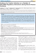 Cover page: Evidence for Positive Selection on a Number of MicroRNA Regulatory Interactions during Recent Human Evolution