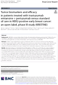 Cover page: Tumor biomarkers and efficacy in patients treated with trastuzumab emtansine + pertuzumab versus standard of care in HER2-positive early breast cancer: an open-label, phase III study (KRISTINE)