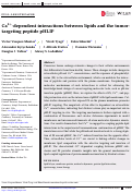 Cover page: Ca2+ -dependent interactions between lipids and the tumor-targeting peptide pHLIP.