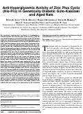 Cover page: Anti-hyperglycemic activity of zinc plus cyclo (his-pro) in genetically diabetic Goto-Kakizaki and aged rats