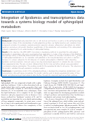 Cover page: Integration of lipidomics and transcriptomics data towards a systems biology model of sphingolipid metabolism