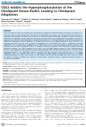 Cover page: CDC5 Inhibits the Hyperphosphorylation of the Checkpoint Kinase Rad53, Leading to Checkpoint Adaptation