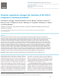 Cover page: Emotion regulation changes the duration of the BOLD response to emotional stimuli