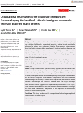 Cover page: Occupational health within the bounds of primary care: Factors shaping the health of Latina/o immigrant workers in federally qualified health centers