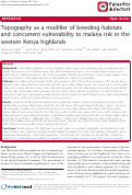 Cover page: Topography as a modifier of breeding habitats and concurrent vulnerability to malaria risk in the western Kenya highlands