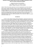 Cover page: Elementary Teachers Integrate Music Activities into Regular Mathematics Lessons: Effects on Students’ Mathematical Abilities