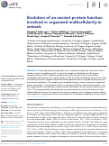 Cover page: Evolution of an ancient protein function involved in organized multicellularity in animals