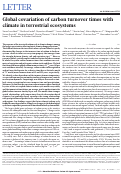 Cover page: Global covariation of carbon turnover times with climate in terrestrial ecosystems