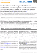 Cover page: Treatment Success Following Standard Antibiotic Treatment for Bacterial Vaginosis Is Not Associated With Pretreatment Genital Immune or Microbial Parameters