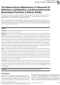 Cover page: The Human Serum Metabolome of Vitamin B-12 Deficiency and Repletion, and Associations with Neurological Function in Elderly Adults.