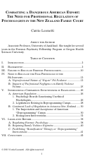 Cover page: Combatting a Dangerous American Export: The Need for Professional Regulation of Psychologists in the New Zealand and Family Court