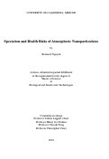 Cover page: Speciation and Health Risks of Atmospheric Nanoparticulates