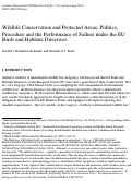 Cover page: Wildlife Conservation and Protected Areas: Politics, Procedure, and the Performance of Failure Under the EU Birds and Habitats Directives