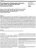 Cover page: Preeclampsia and Inflammatory Preterm Labor Alter the Human Placental Hematopoietic Niche
