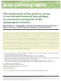 Cover page: The involvement of the piriform cortex in non-lesional temporal lobe epilepsy: an uncommon component of the epileptogenic network