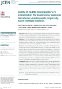 Cover page: Safety of middle meningeal artery embolization for treatment of subdural hematoma: A nationwide propensity score matched analysis.