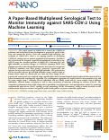 Cover page: A Paper-Based Multiplexed Serological Test to Monitor Immunity against SARS-COV-2 Using Machine Learning.