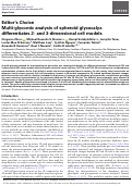 Cover page: Multi-glycomic analysis of spheroid glycocalyx differentiates 2- and 3-dimensional cell models.