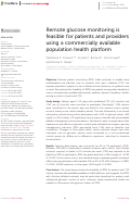 Cover page: Remote glucose monitoring is feasible for patients and providers using a commercially available population health platform