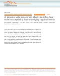 Cover page: A genome-wide association study identifies four novel susceptibility loci underlying inguinal hernia.