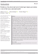 Cover page: Predictors of in‐school and out‐of‐school sport injury prevention: A test of the trans‐contextual model