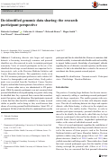 Cover page: De-identified genomic data sharing: the research participant perspective