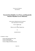 Cover page: Towards Data Reliable, Low-Power, and Repairable Resistive Random Access Memories