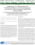 Cover page: Adaptation of a Culturally Relevant Nutrition and Physical Activity Program for Low-Income, Mexican-Origin Parents With Young Children