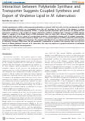 Cover page: Interaction between Polyketide Synthase and Transporter Suggests Coupled Synthesis and Export of Virulence Lipid in M. tuberculosis