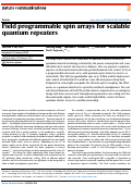 Cover page: Field programmable spin arrays for scalable quantum repeaters.