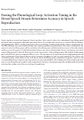 Cover page: Parsing the Phonological Loop: Activation Timing in the Dorsal Speech Stream Determines Accuracy in Speech Reproduction