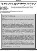 Cover page: This Article Corrects: “Identifying Patients at Greatest Risk of Mortality due to COVID-19: A New England Perspective”