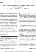 Cover page: Occupational Diesel Exposure, Duration of Employment, and Lung Cancer