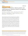 Cover page: Integration of Alzheimer’s disease genetics and myeloid genomics identifies disease risk regulatory elements and genes