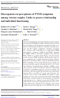 Cover page: Discrepancies in perceptions of PTSD symptoms among veteran couples: Links to poorer relationship and individual functioning.