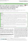 Cover page: De novo and rare mutations in the HSPA1L heat shock gene associated with inflammatory bowel disease