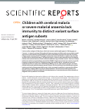 Cover page: Children with cerebral malaria or severe malarial anaemia lack immunity to distinct variant surface antigen subsets